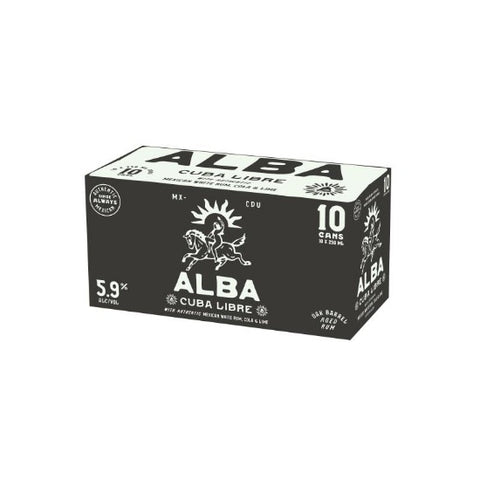 Alba Cuba Libre White Rum, Cola & Lime 5.9% Cans 10x250ml