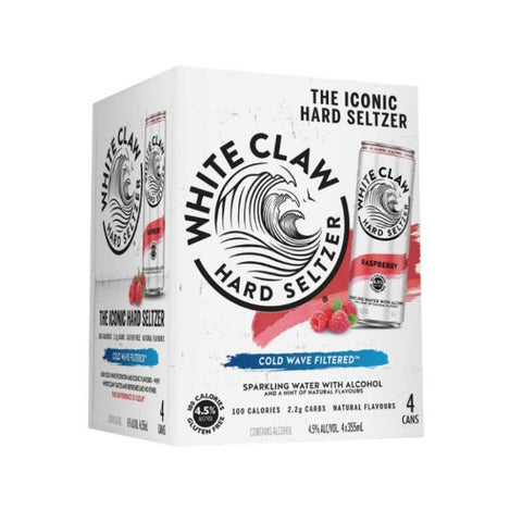 White Claw Hard Seltzer Raspberry 4.5% Cans 4x355ml