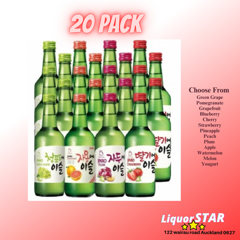 Jinro Soju Flavor 360ml 20 Bottles Case Deal