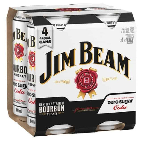 Jim Beam  Zero Sugar 4pk 440ml cans