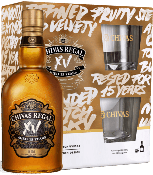 Chivas Regal XV 15yo Whisky Gift Set with 2 glasses