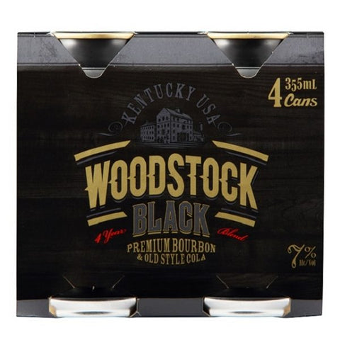 Woodstcok Black 7% 4 Pack 355ml Cans