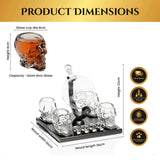 Skull Globe Decanter Set with 4 skull shot glasses+4 stainless steel skull stones