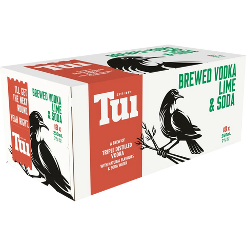 Tui Vodka Lime & Soda 7% 18 Pack Cans 250ml