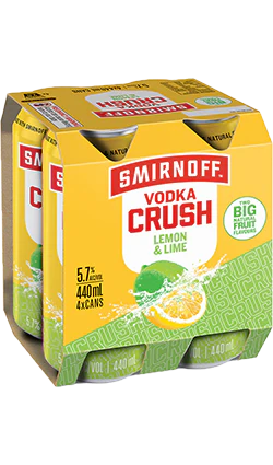 Smirnoff Crush Lemon Lime 440ml 4pk CANS