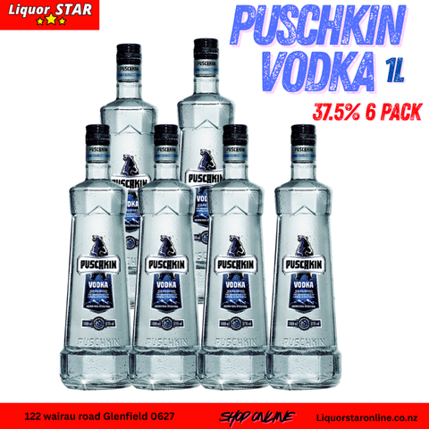 Puschkin Ice Filtered Vodka 37.5% 1L 6Pk Bundle Deal