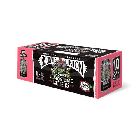 Brookvale Union Vodka Lemon Lime & Bitters 6% 10 Pack Cans 330ml