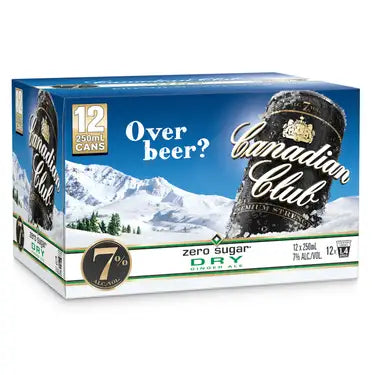 Canadian Club & Dry Zero 7% 12 Pack Cans 250ml