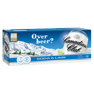 Canadian Club Soda & Lime 4.8% 10 Pack Cans 330ml