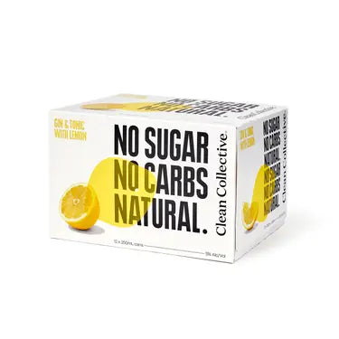 Clean Collective Gin and Tonic with Lemon 5% 12 Pack Cans 250ml