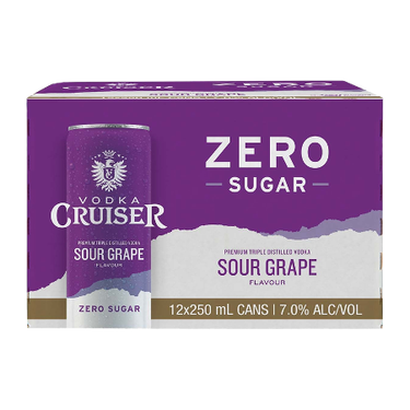 Cruiser Zero Sugar Grape 7% 12 Pack Cans 250ml