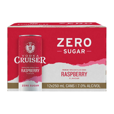 Cruiser Zero Sugar Raspberry 7% 12 Pack Cans 250ml