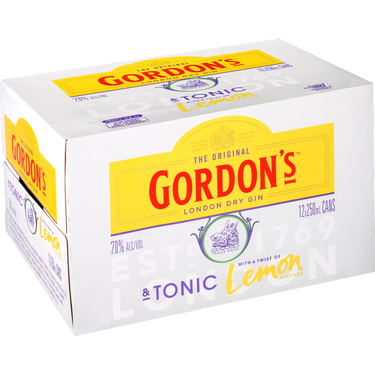 Gordons Gin & Tonic Slimline 7% 12 Pack Cans 250ml