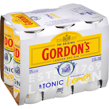 Gordons Gin & Tonic Slimline 7% 6 Pack Cans 250ml
