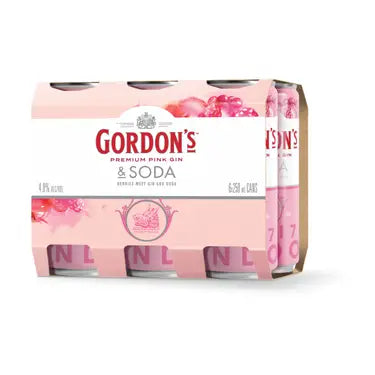 Gordons Premium Pink Gin & Soda 4% 6 Pack Cans 250ml