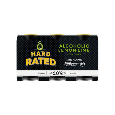Hard Rated Lemon Lime Low Sugar 6% 6 Pack Cans 330ml