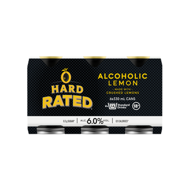 Hard Rated Lemon Low Sugar 6% 6 Pack Cans 330ml