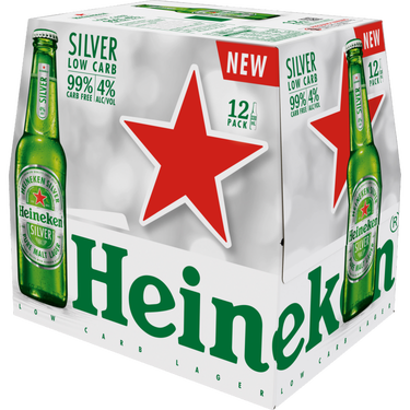 Heineken Silver Low Carb 12 Pack Bottles 330ml
