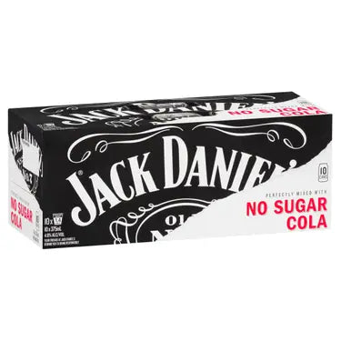 Jack Daniels No Sugar Cola 4.8% 10 Pack Cans 375ml