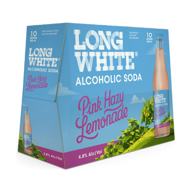 Long White Hazy Pink Lemonade 4.8% 10 Pack Bottles 320ml
