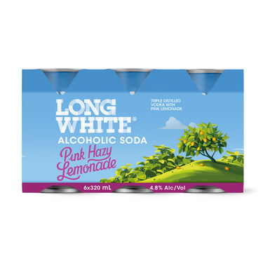 Long White Hazy Pink Lemonade 4.8% 6 Pack Cans 320ml
