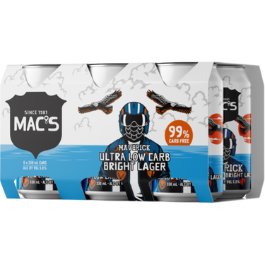 Macs Maverick Ultra Low Carb Bright Lager 6 Pack Cans 330ml