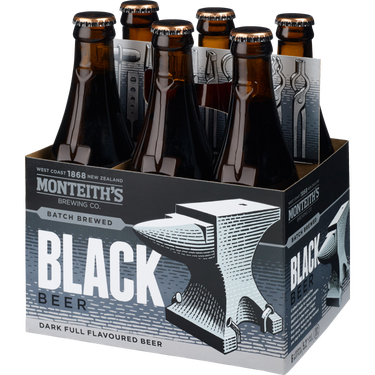 Monteiths Batch Brewed Black Beer 6 Pack Bottles 330ml