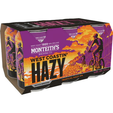 Monteiths West Coastin Hazy IPA 6 Pack Cans 330ml