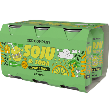 Odd Company Lemon Yuzu Soju & Soda 6% 6 Pack Cans 330ml