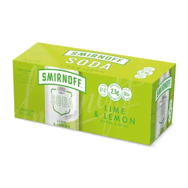 Smirnoff Soda Vodka Lime Lemon 5% 10 Pack Cans 330ml