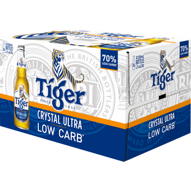 Tiger Crystal Ultra Low Carb 24 Pack Bottles 330ml