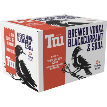 Tui Vodka Blackcurrant & Soda 7% 12 Pack Cans 250ml