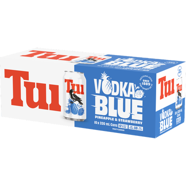 Tui Vodka Blue Pineapple & Strawberry 6% 10 Pack Cans 330ml