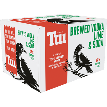 Tui Vodka Lime & Soda 7% 12 Pack Cans 250ml