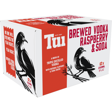 Tui Vodka Raspberry & Soda 7% 12 Pack Cans 250ml