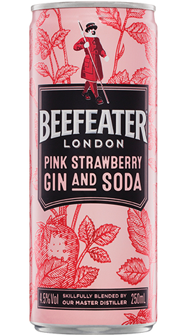 Beefeater Pink Strawberry, Gin, Soda 4pk 250ml cans