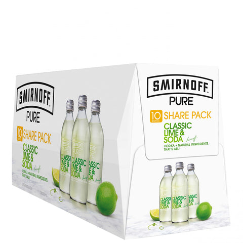 Smirnoff Pure Lime,Soda 4.5% 10pk 300mL btls